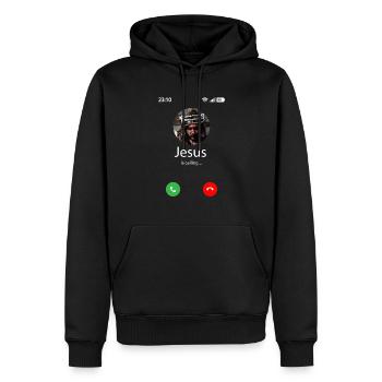 Jésus appelle - Sweat à capuche Premium bio Homme - noir - Devant - Nico (187cm)