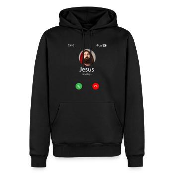 Jésus appelle - Sweat à capuche Premium bio Homme - noir - Devant - Nico (187cm)