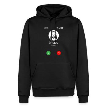 Jésus appelle - Sweat à capuche Premium bio Homme - noir - Devant - Nico (187cm)