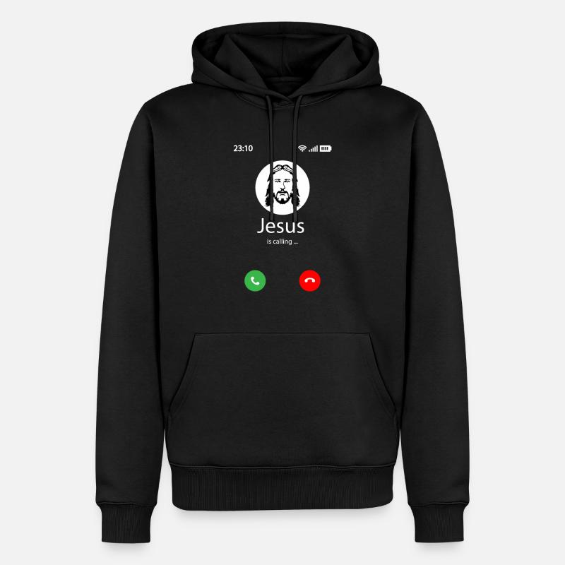 Jesus is calling - Männer Premium Bio Hoodie - Schwarz