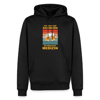 Ich geh zum Nachbar Bier Lieblingsnachbar Nachbarn - Männer Premium Bio Hoodie - Schwarz - Vorne - Nico (187cm)