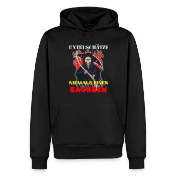 Sachse unterschätze keinen aus Sachsen Skull - Männer Premium Bio Hoodie - Schwarz - Vorne - Nico (187cm)