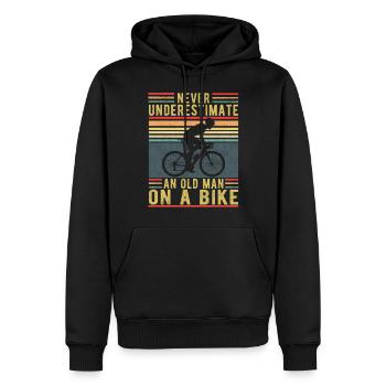 Ne sous-estimez jamais un vieil homme à vélo - Sweat à capuche Premium bio Homme - noir - Devant - Nico (187cm)