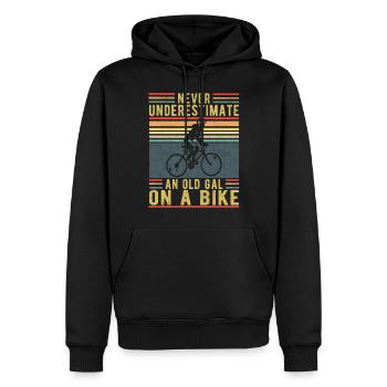 Ne sous-estimez jamais une vieille fille sur un vélo - Sweat à capuche Premium bio Homme - noir - Devant - Nico (187cm)