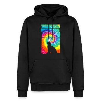 Cat Hippie Tie Dye - Männer Premium Bio Hoodie - Schwarz - Vorne - Nico (187cm)