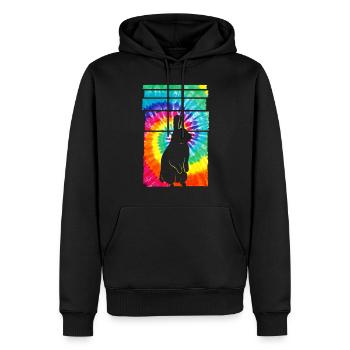 Rabbit Hippie Tie Dye - Männer Premium Bio Hoodie - Schwarz - Vorne - Nico (187cm)