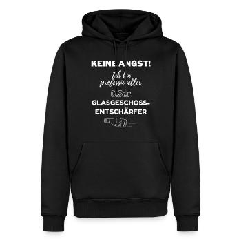 0.5er Glasgeschossentschärfer | Keine Angst | Bier - Männer Premium Bio Hoodie - Schwarz - Vorne - Nico (187cm)