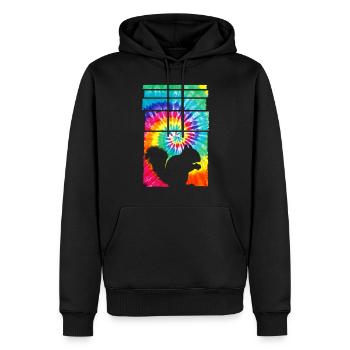 Eichhörnchen Hippie Tie Dye - Männer Premium Bio Hoodie - Schwarz - Vorne - Nico (187cm)