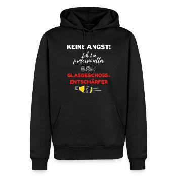 0.5er Glasgeschossentschärfer | Keine Angst | Bier - Männer Premium Bio Hoodie - Schwarz - Vorne - Nico (187cm)
