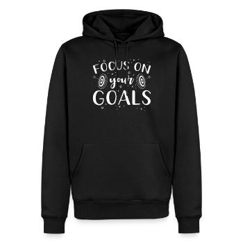 Motivation Succès Focus Objectifs Dire - Sweat à capuche Premium bio Homme - noir - Devant - Nico (187cm)