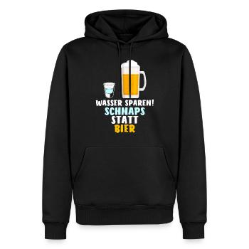 Wasser sparen Schnaps statt Bier Spruch lustig - Männer Premium Bio Hoodie - Schwarz - Vorne - Nico (187cm)