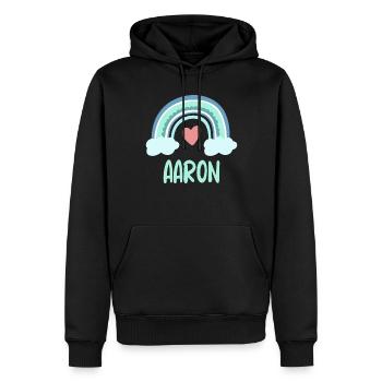 Aaron Name Regenbogen Baby - Männer Premium Bio Hoodie - Schwarz - Vorne - Nico (187cm)