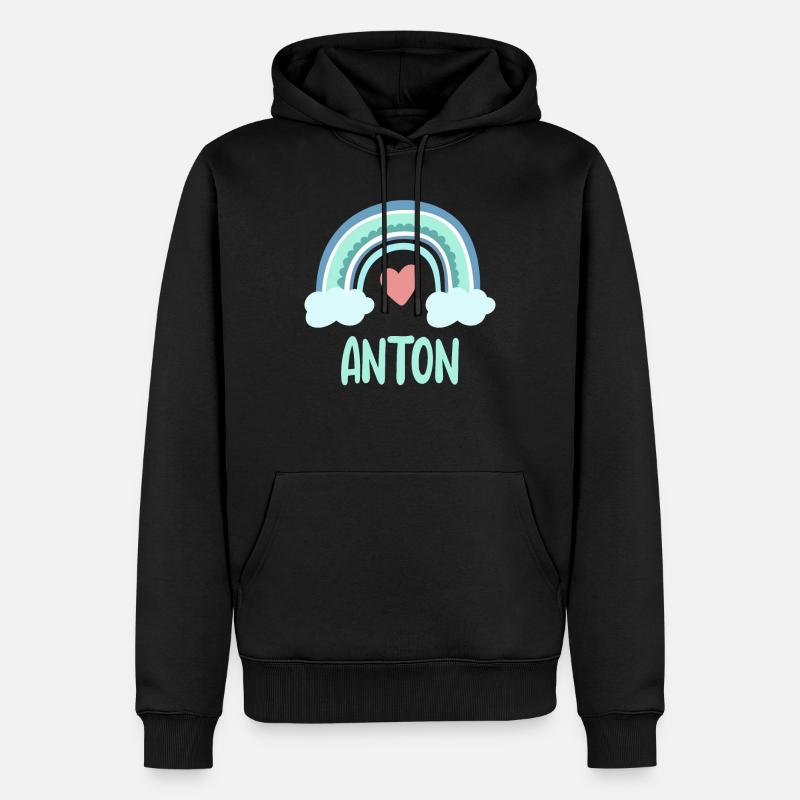 Anton Name Regenbogen Baby - Männer Premium Bio Hoodie - Schwarz