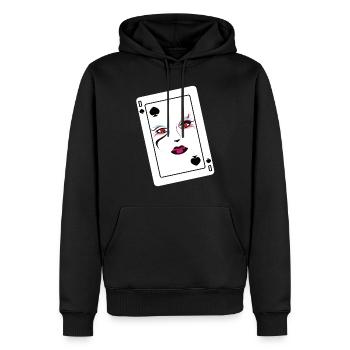 Poker Pik Dame Player Design - Men’s Premium Organic Hoodie - black - Front - Nico (187cm)