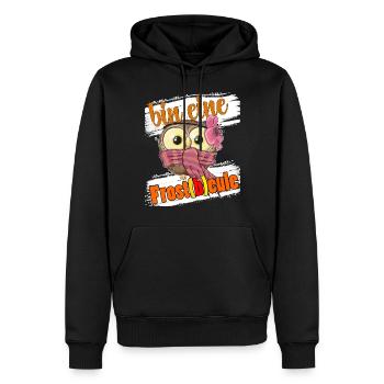 Witzige Eule Frostbeule Wortspiel Vogel ist Kalt - Männer Premium Bio Hoodie - Schwarz - Vorne - Nico (187cm)