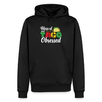 Vacances obsédées par les tacos bénis Mexique - Sweat à capuche Premium bio Homme - noir - Devant - Nico (187cm)