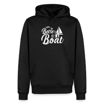 La vie est meilleure sur un bateau de sport de voilier - Sweat à capuche Premium bio Homme - noir - Devant - Nico (187cm)