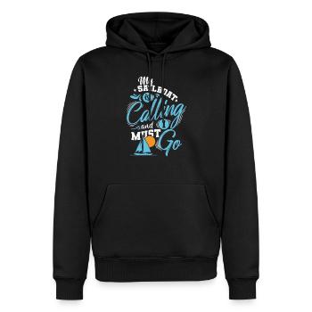 Mon voilier m’appelle Je dois y aller Voile - Sweat à capuche Premium bio Homme - noir - Devant - Nico (187cm)