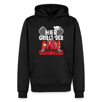 Hier Grillt Der Chef - Männer Premium Bio Hoodie - Schwarz - Vorne - Nico (187cm)