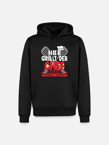 Hier Grillt Der Chef - Männer Premium Bio Hoodie - Schwarz
