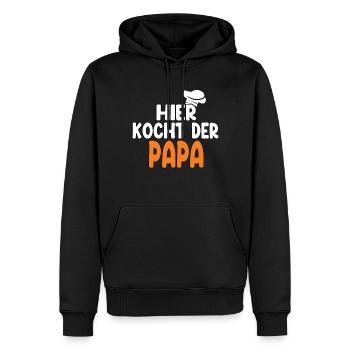 Hier Kocht Der Papa - Männer Premium Bio Hoodie - Schwarz - Vorne - Nico (187cm)