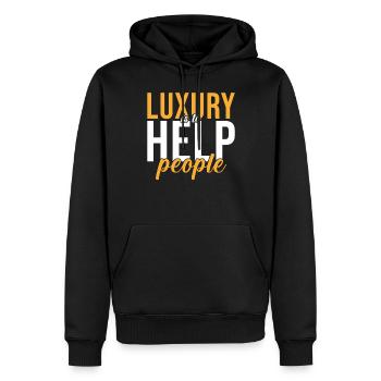 Helper Gift Luxury is to help people - Men’s Premium Organic Hoodie - black - Front - Nico (187cm)