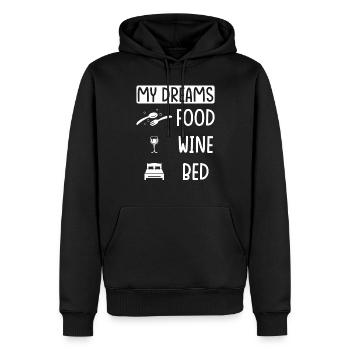 Food Wine Sleep - Men’s Premium Organic Hoodie - black - Front - Nico (187cm)