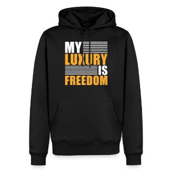 Liberté Disant que mon luxe est la liberté - Sweat à capuche Premium bio Homme - noir - Devant - Nico (187cm)