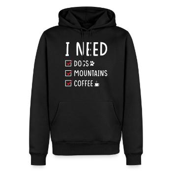 hunde Berge Kaffee - Männer Premium Bio Hoodie - Schwarz - Vorne - Nico (187cm)