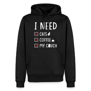 katzen Kaffee Couch - Männer Premium Bio Hoodie - Schwarz - Vorne - Nico (187cm)