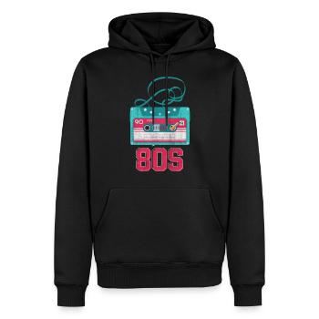 80er Jahre 80s Musik - Männer Premium Bio Hoodie - Schwarz - Vorne - Nico (187cm)