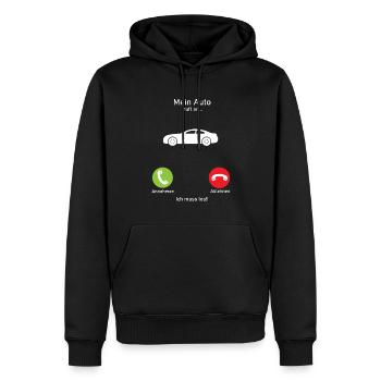 Shirt Auto ruft an - Männer Premium Bio Hoodie - Schwarz - Vorne - Nico (187cm)