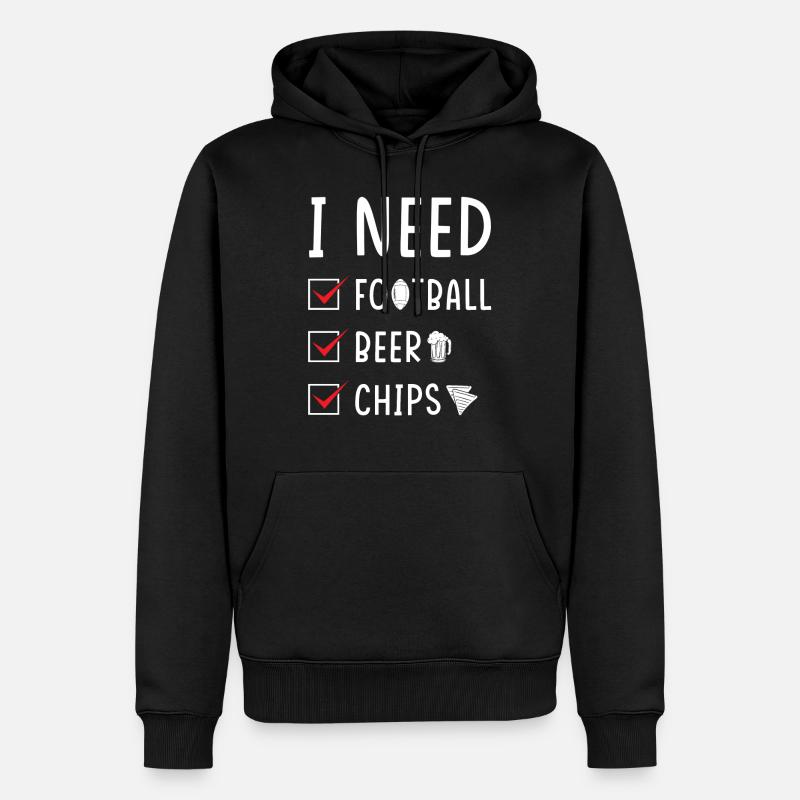 Football Bier Chips - Männer Premium Bio Hoodie - Schwarz