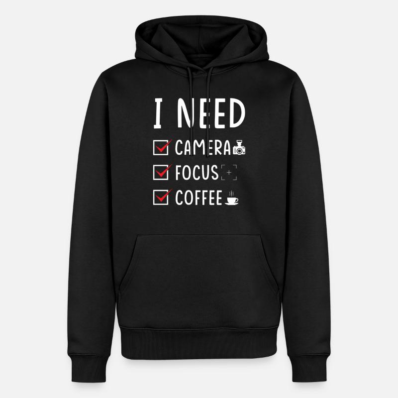 Photographe Camera Focus Coffee - Sweat à capuche Premium bio Homme - noir
