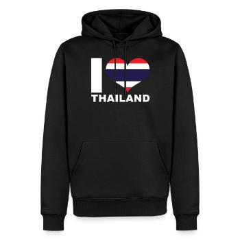J’aime le drapeau du cœur de la Thaïlande - Sweat à capuche Premium bio Homme - noir - Devant - Nico (187cm)