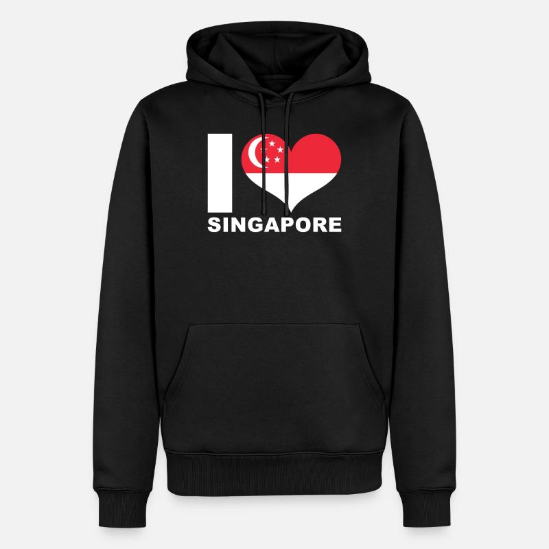 J’adore Singapour drapeau du cœur Singapour - Sweat à capuche Premium bio Homme - noir