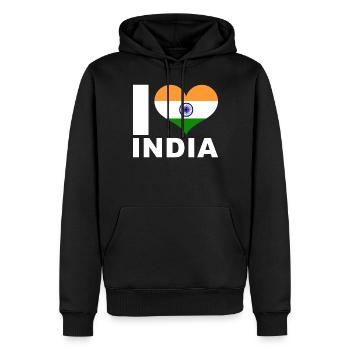 J’aime l’Inde drapeau du cœur Inde - Sweat à capuche Premium bio Homme - noir - Devant - Nico (187cm)