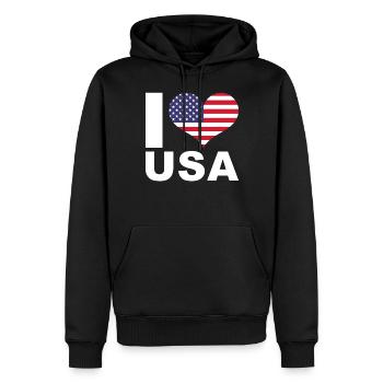 Ich liebe Usa Herz Flagge Usa - Männer Premium Bio Hoodie - Schwarz - Vorne - Nico (187cm)