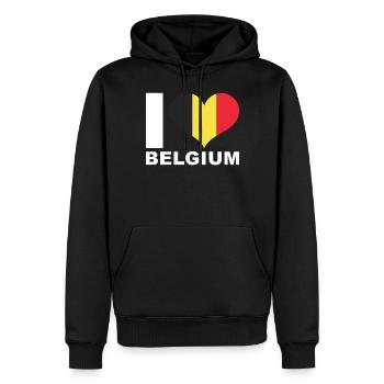 Ich liebe Belgien Herz Flagge Belgien - Männer Premium Bio Hoodie - Schwarz - Vorne - Nico (187cm)
