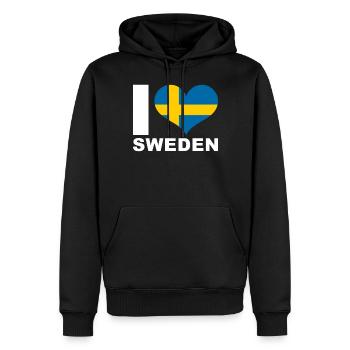 Ich liebe Schweden Herz Flagge Schweden - Männer Premium Bio Hoodie - Schwarz - Vorne - Nico (187cm)