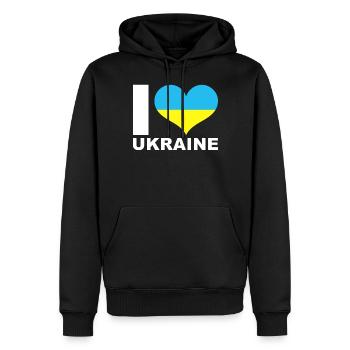 Ich liebe Ukraine Herz Flagge Ukraine - Männer Premium Bio Hoodie - Schwarz - Vorne - Nico (187cm)