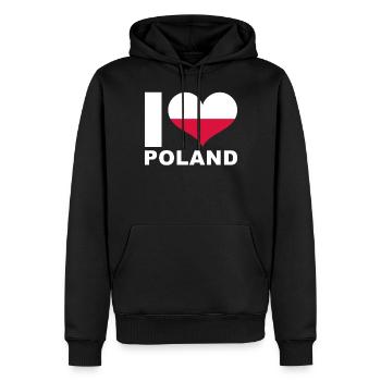 Ich liebe Polen Herz Flagge Polen - Männer Premium Bio Hoodie - Schwarz - Vorne - Nico (187cm)