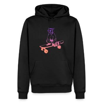 Skateboard Raccoon Skater Skateboarding - Sweat à capuche Premium bio Homme - noir - Devant - Nico (187cm)