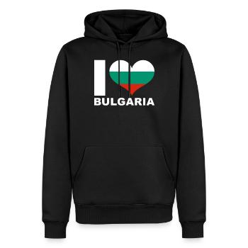 J’aime la Bulgarie drapeau du cœur Bulgarie - Sweat à capuche Premium bio Homme - noir - Devant - Nico (187cm)