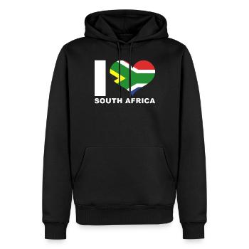 J’aime l’Afrique du Sud drapeau du cœur Afrique du Sud - Sweat à capuche Premium bio Homme - noir - Devant - Nico (187cm)