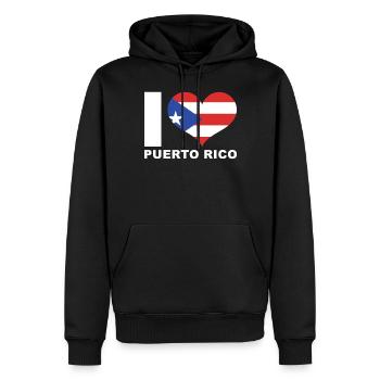 J’adore porto rico drapeau du cœur Porto Rico - Sweat à capuche Premium bio Homme - noir - Devant - Nico (187cm)