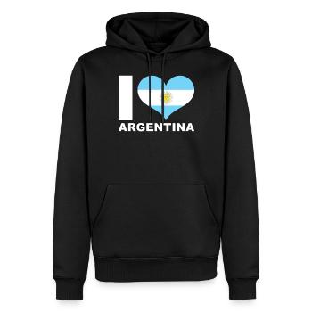 J’aime l’Argentine drapeau du cœur Argentine - Sweat à capuche Premium bio Homme - noir - Devant - Nico (187cm)
