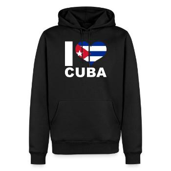 J’aime Cuba drapeau du cœur Cuba - Sweat à capuche Premium bio Homme - noir - Devant - Nico (187cm)