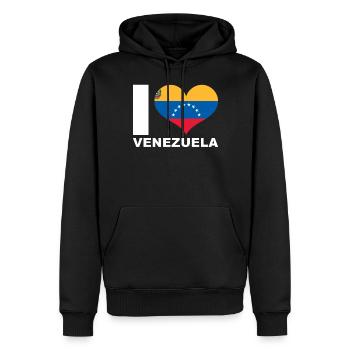 Ich liebe Venezuela Herz Flagge Venezuela - Männer Premium Bio Hoodie - Schwarz - Vorne - Nico (187cm)