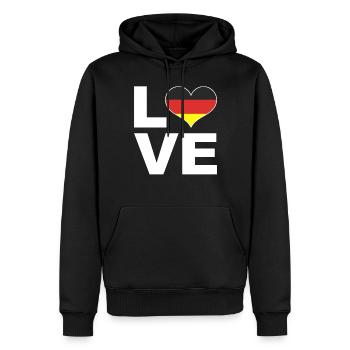 Ich liebe Deutschland Herz Flagge Deutschland - Männer Premium Bio Hoodie - Schwarz - Vorne - Nico (187cm)